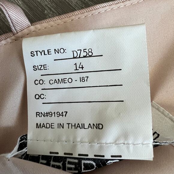 Alfred Sung Dress Size 14 Twill Trumpet Front Slit Cameo D758 - Picture 7 of 16